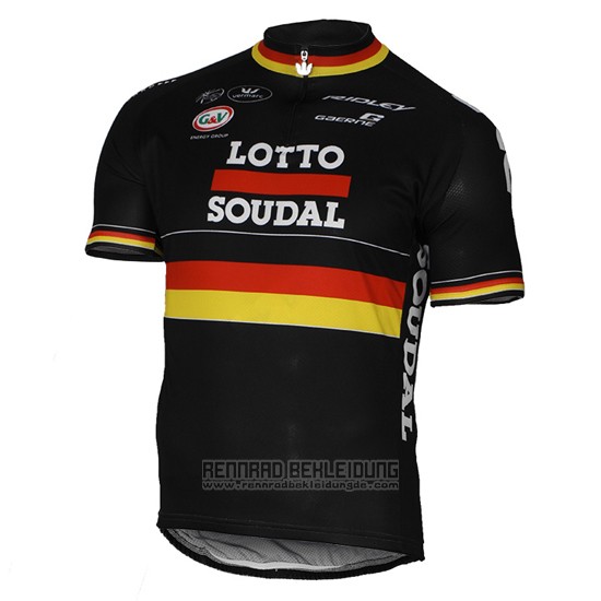 2017 Fahrradbekleidung Lotto Soudal Champion Belga Trikot Kurzarm und Tragerhose - zum Schließen ins Bild klicken